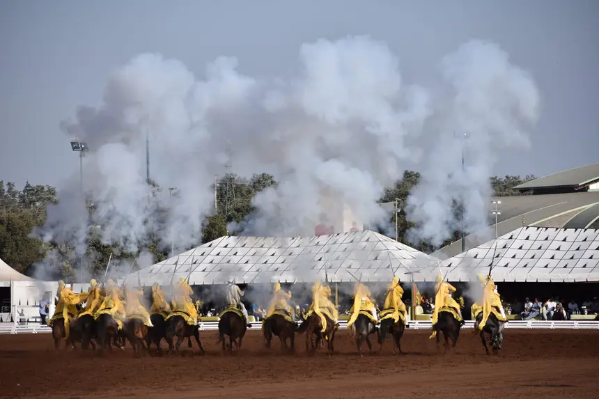 Tbourida fantasia print — Wall of Smoke (BWK-011), photograph by Saida