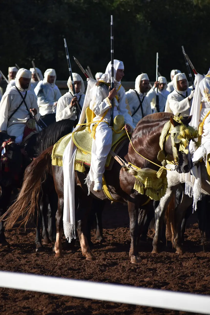 Tbourida fantasia print — Before the Volley (BWK-014), photograph by Saida